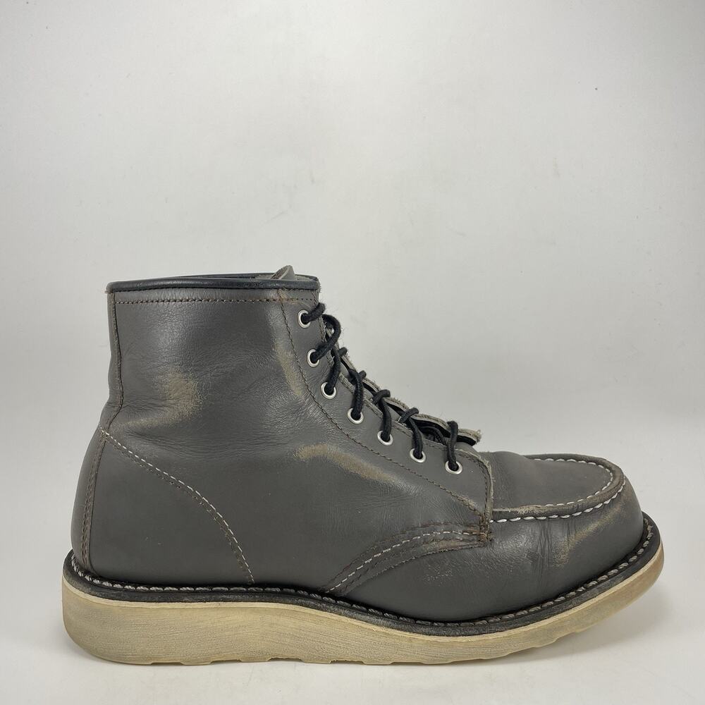 Red Wing 6” Moc Toe Boots Womens Size 8 B Gray Leather Heritage Wedge Sole